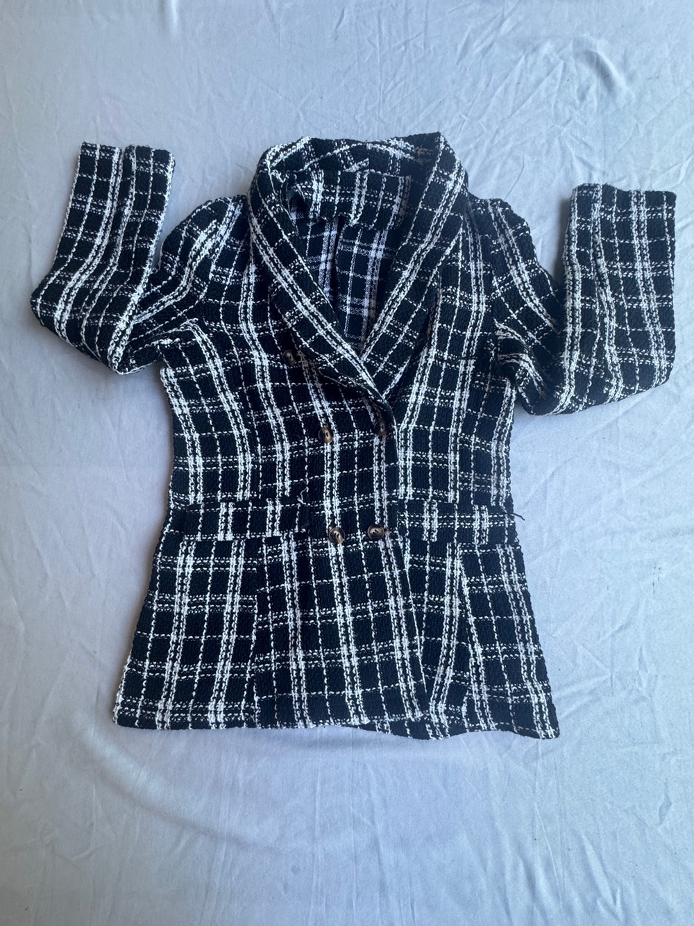 Career  Women's Black & White Houndtooth 
Double-Breasted Blazer
